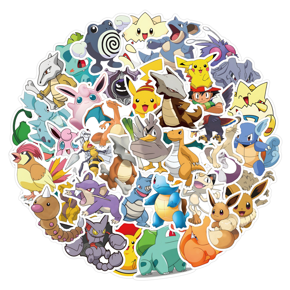 Laptop Accessories Kids - 50/60pcs Cute Cartoon Anime Pokemon Stickers