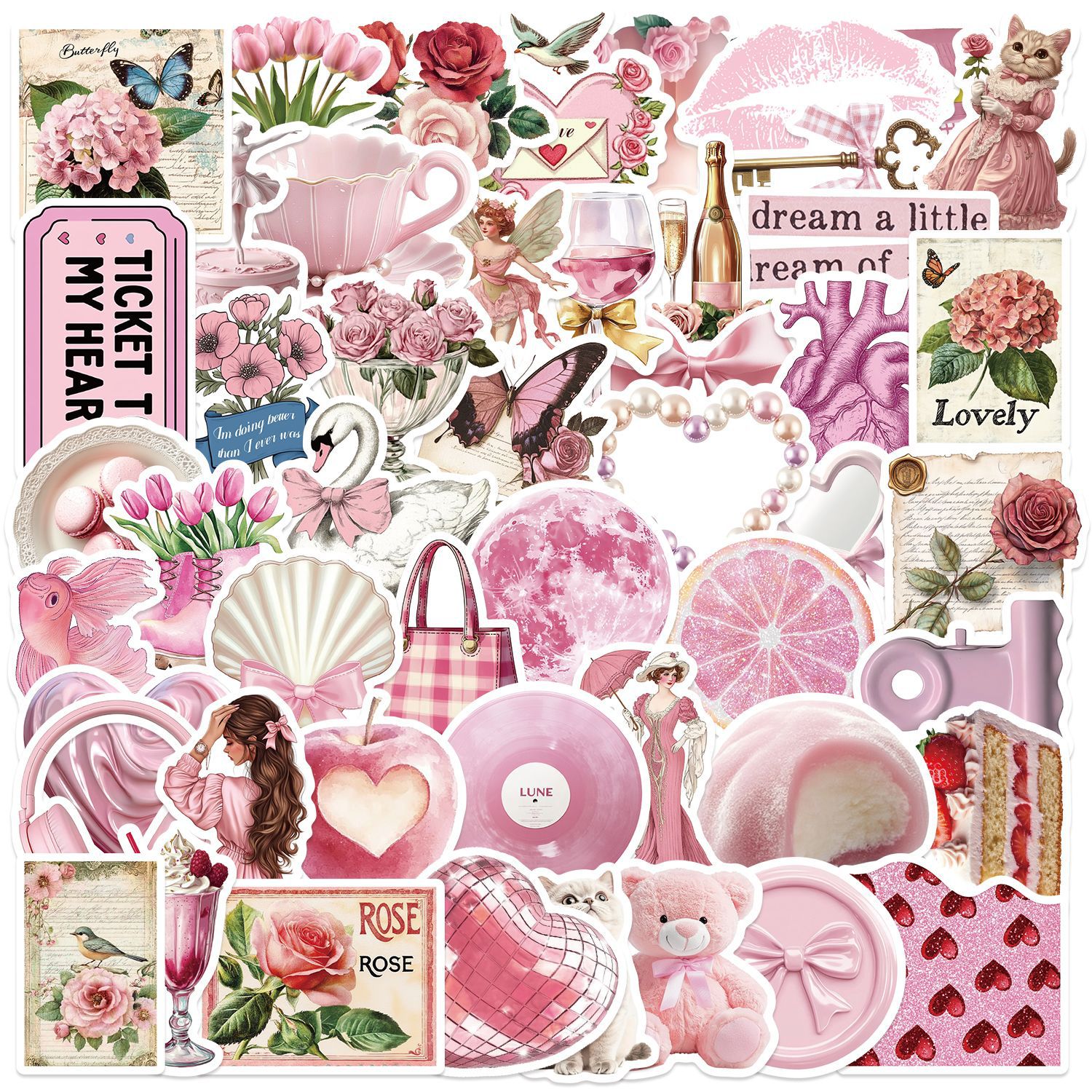 50/100pcs Cute Pink Girl Carto – Laptop Accessories Girly Bewertung und Preis