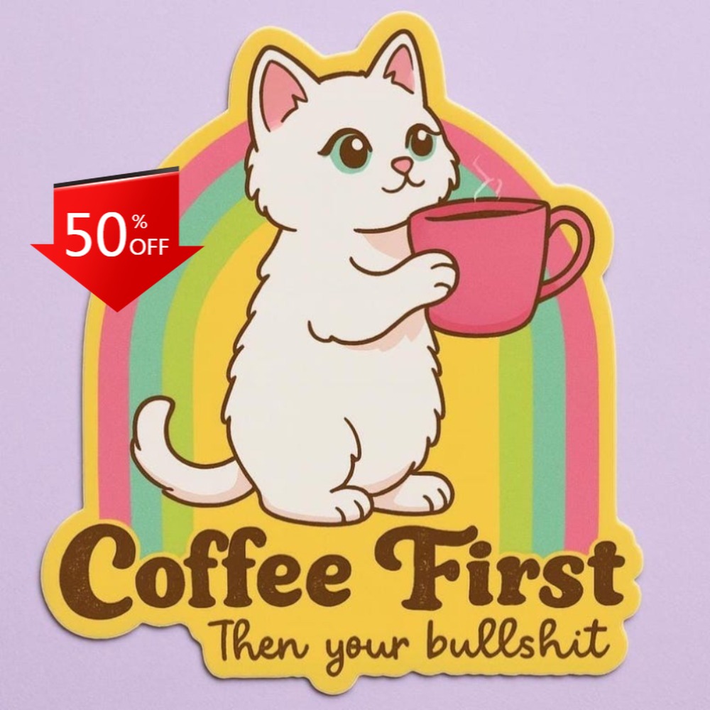 Fun coffee cat stickers Retro  – Laptop Unique Accessories Bewertung und Preis