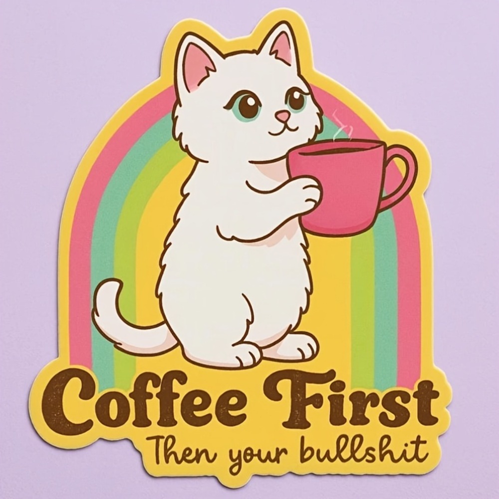 Fun coffee cat stickers Retro  – Laptop Unique Accessories Bewertung und Preis