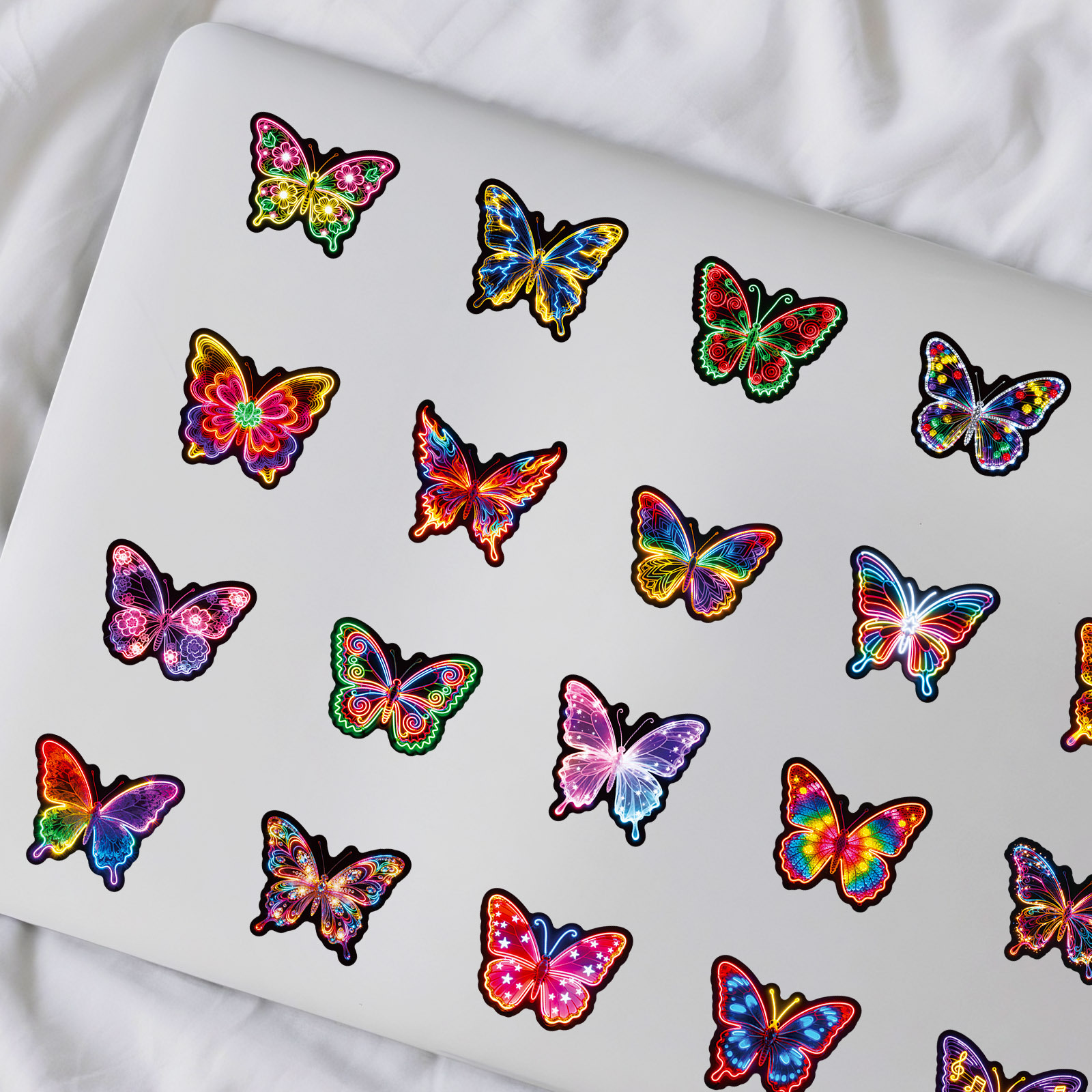 50Pcs Easy Peel Neon Butterfly – Laptop Accessories Girly Bewertung und Preis